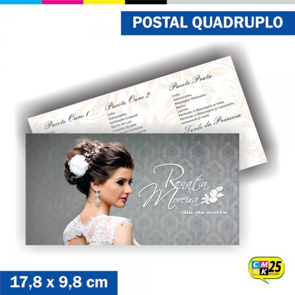 Detalhes do produto Postal Quadruplo - 4x4 Cores - Verniz Total Frente