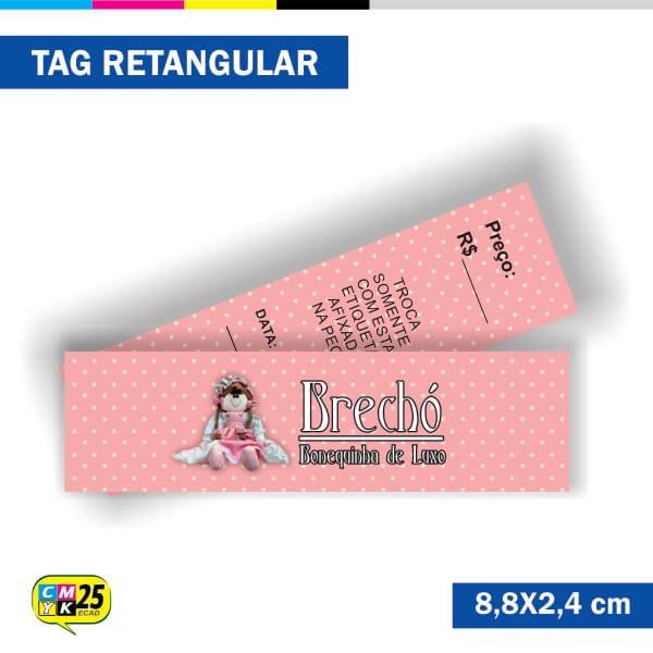 Detalhes do produto Tag 4x4 - Retangular - 2000 Unid. - 8,8x2,4cm + Furo 5mm