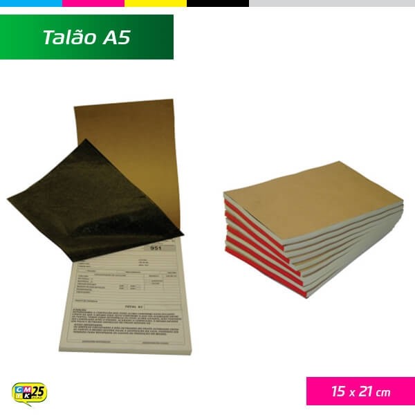 Detalhes do produto Talão A5 - 15x21cm - 10 Blocos 50x2 Vias