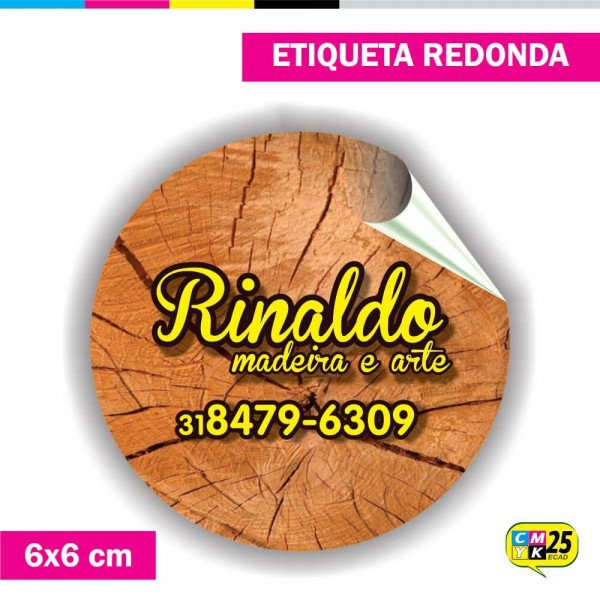 Detalhes do produto Etiqueta Redonda em Vinil - 6x6cm