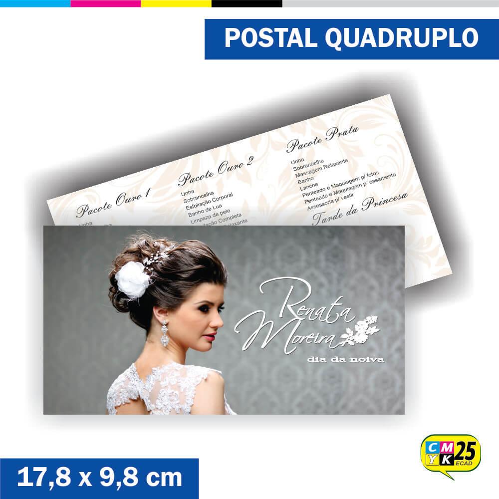 Postal Quadruplo - 4x4 Cores - Verniz Total Frente