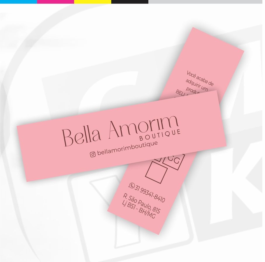 Mini Cartão de Visita - 4x4 cores -  8,8x2,2cm - Verniz Total Frente - 2000 Unid + Arte Final