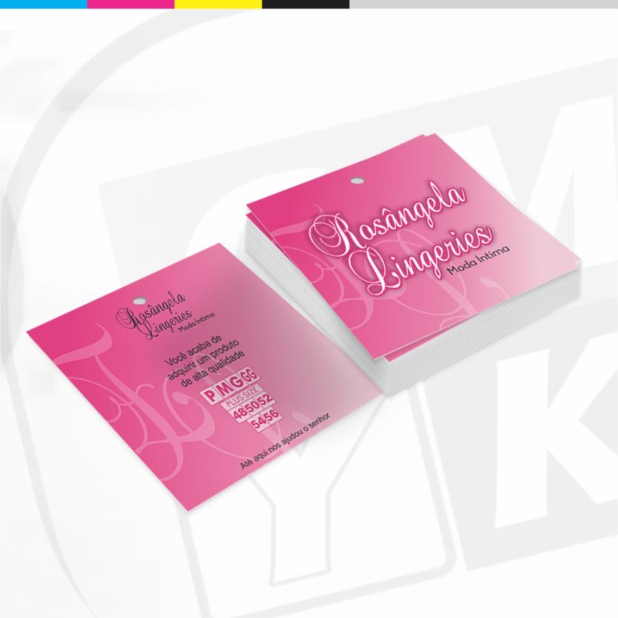 Tag 4x4 - Quadrada - 2000 Unid. - 4,8x4,4cm + Furo 5mm  + Laminação Fosca e Verniz Localizado